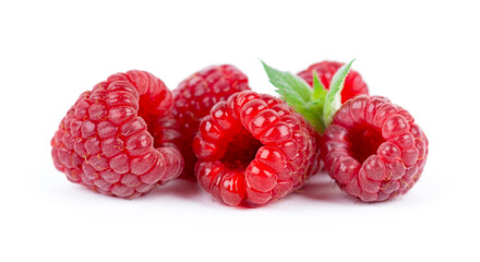 Raspberry on white background. Fresh sweet fruit closeup