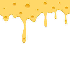 Drips of melted cheese on a white background
