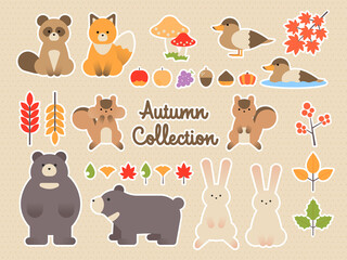 秋　動物　イラスト　セット