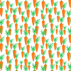 Seamless pattern with delicious and sweet carrots. This vegetable design is for your business projects. Ideal for fabrics and decor. Beautiful vector background.