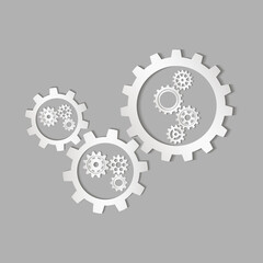 Set of mechanical gears with a shadow. Vector icon.  The image of the gear. Cogwheel gear.