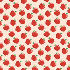 Seamless pattern with a delicious and sweet apple. This fruit design for your business projects. Ideal for fabrics and decor. Beautiful vector background.
