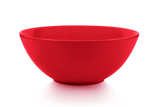 red empty bowl isolated on white background ; bowl for food.