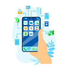 Loan money, economic finance smartphone banking vector illustration. Business finance investment and security concept. Currency income and growth application, bank savings wealth design.