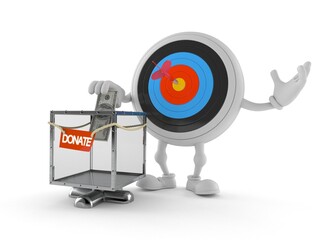 Fototapeta premium Bull's eye character with donation box
