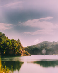 Fototapeta premium sunset over the river