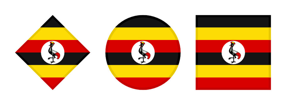 uganda flag icon set. isolated on white background