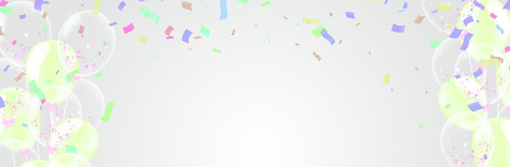 Celebration background template with confetti and variety colors ribbons.
