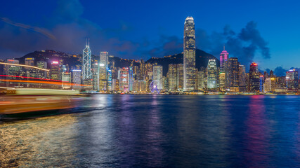Naklejka premium Hong Kong Skyline at Night.