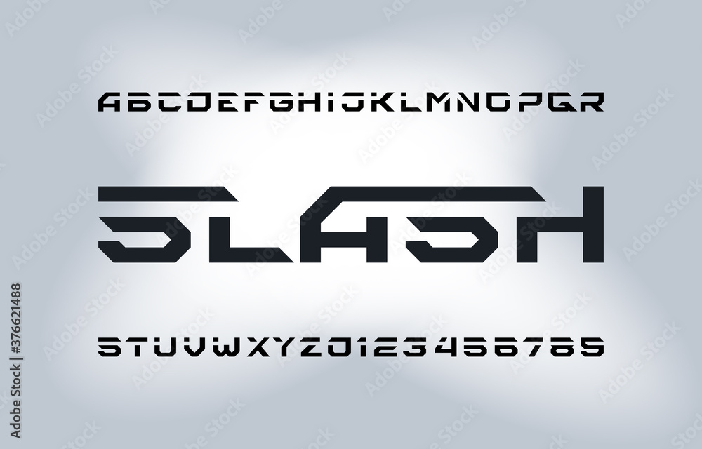 Fototapete slash alphabet font. geometric letters and numbers. stock vector typescript for your typography desi