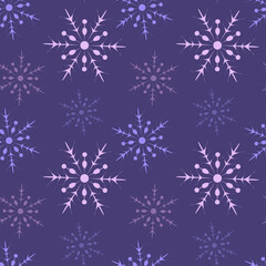 Fototapeta na wymiar Snowflakes. Seamless vector pattern on a blue background.