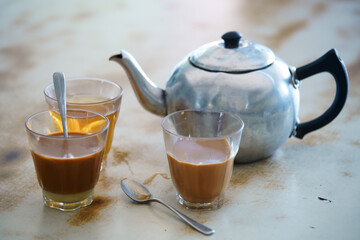 hot milk tradition tea from southern of thailand