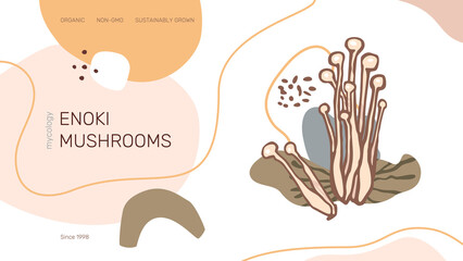 Enoki Mushrooms Banner Template