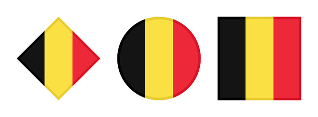 belgium flag icon set. isolated on white background
