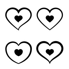 Heart Shapes Set Vector Illustration Isolated on White Background