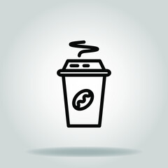 coffee cup icon or logo in  outline

