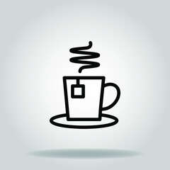 tea cup icon or logo in  outline
