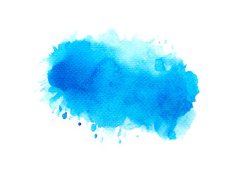 blue watercolor splashes of paint on paper background.