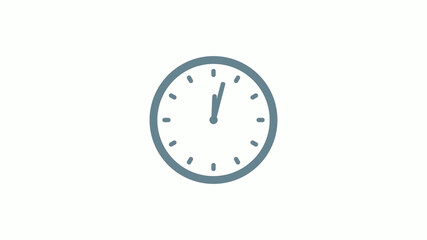 Aqua gray counting 12 hours clock icon on white background