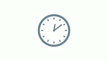Aqua gray counting 12 hours clock icon on white background