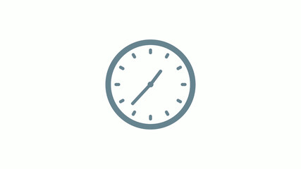 Aqua gray counting 12 hours clock icon on white background