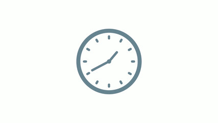 Aqua gray counting 12 hours clock icon on white background