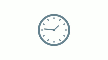 Aqua gray counting 12 hours clock icon on white background
