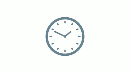 Aqua gray counting 12 hours clock icon on white background