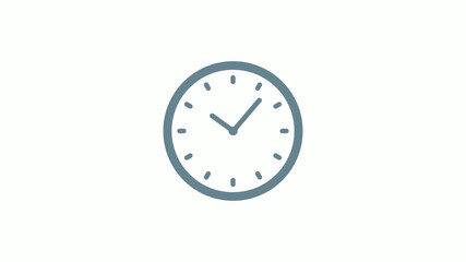 New aqua gray color counting down clock icon on white background