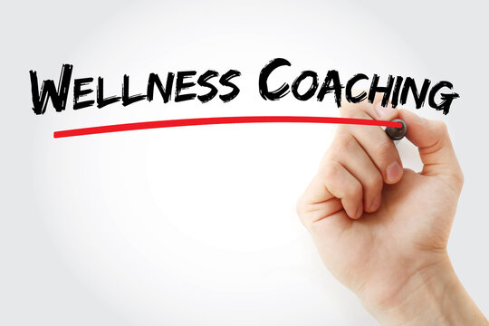 Wellness Coaching text with marker, concept background