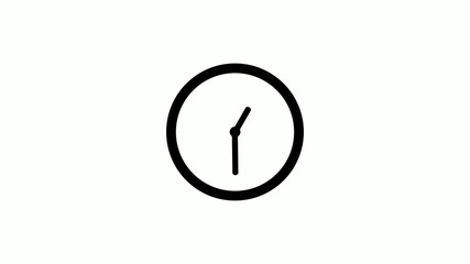 Black color clock icon on white background,clock icon without trick