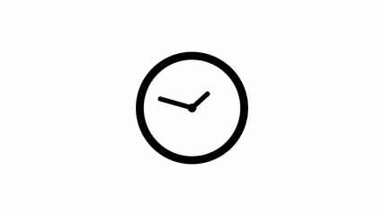 Black color clock icon on white background,clock icon without trick