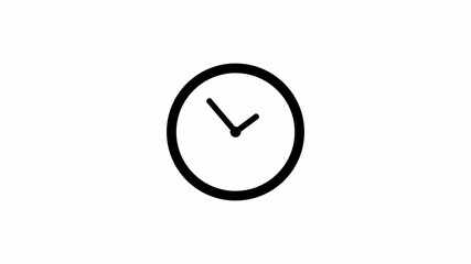Black color clock icon on white background,clock icon without trick