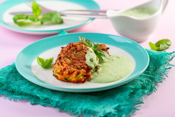 Homemade fritters made from zucchini and carrots.