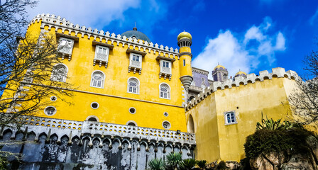 The Pena Palace, a romanticist castle in Sao Pedro de Penaferrim, in the municipality of Sintra, on...