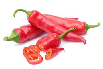 Chili peppers on white background