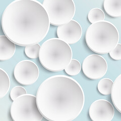 Abstract Background with white 3d circles on blue backdrop - vector design	