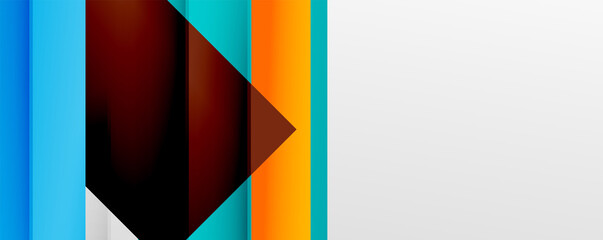 Geometric abstract backgrounds with shadow lines, modern forms, rectangles, squares and fluid gradients. Bright colorful stripes cool backdrops