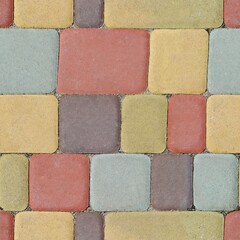 seamless pattern paving slabs with red yellow and gray bricks for web design or print