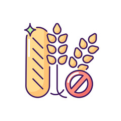 Gluten RGB color icon. Wheat free product. No allergy ingredient. Dietary for healthy eating. Nutrient diet without grain. Label for grocery food. Foodstuff seal. Isolated vector illustration