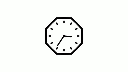 Amazing black color counting down 12 hours clock icon on white background,clock icon with trick