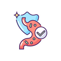 Probiotics RGB color icon. Microbiology and bacterium. Healthy eating for gut. Digestive system. Gastrointestinal physiology. Positive bacterial effect on stomach. Isolated vector illustration