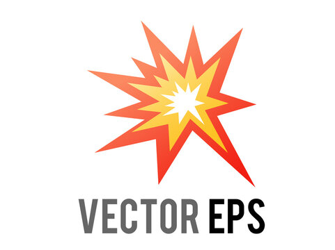 Vector cartoon styled red, yellow fiery burst collision star emoji icon