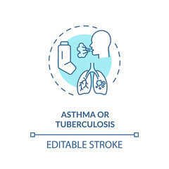 Asthma and tuberculosis concept icon. Chronic respiratory disease idea thin line illustration. Asthmatic bronchitis symptoms and treatment. Vector isolated outline RGB color drawing. Editable stroke