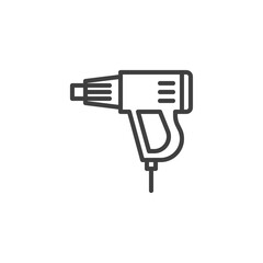 Heat gun line icon. linear style sign for mobile concept and web design. Hot air gun outline vector icon. Symbol, logo illustration. Vector graphics