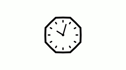 Amazing black color counting down 12 hours clock icon on white background,clock icon with trick