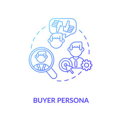 Buyer persona concept icon. Target market idea thin line illustration. Social media audience research. Customer goals identification. Niche market. Vector isolated outline RGB color drawing