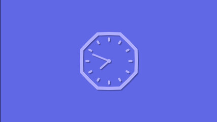 Amazing counting down 12 hours clock icon on blue background,Beautiful clock icon