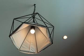 Light bulb and lamp in modern style.