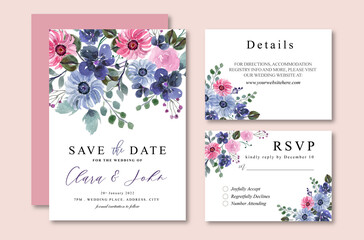 Winter Soft Purple Watercolor Floral Wedding Invitation